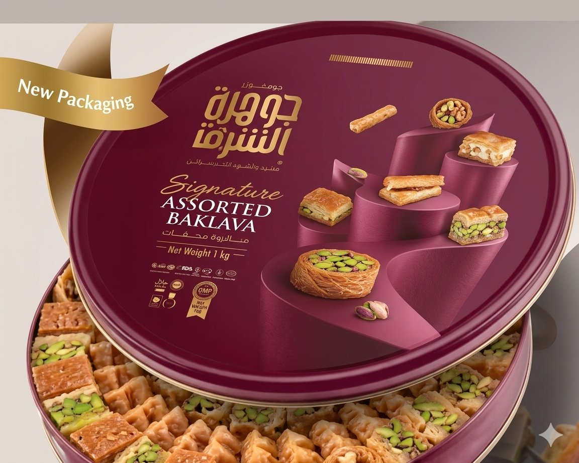 Jawhart Alsharq Assorted Baklava Classic 1000G Metal